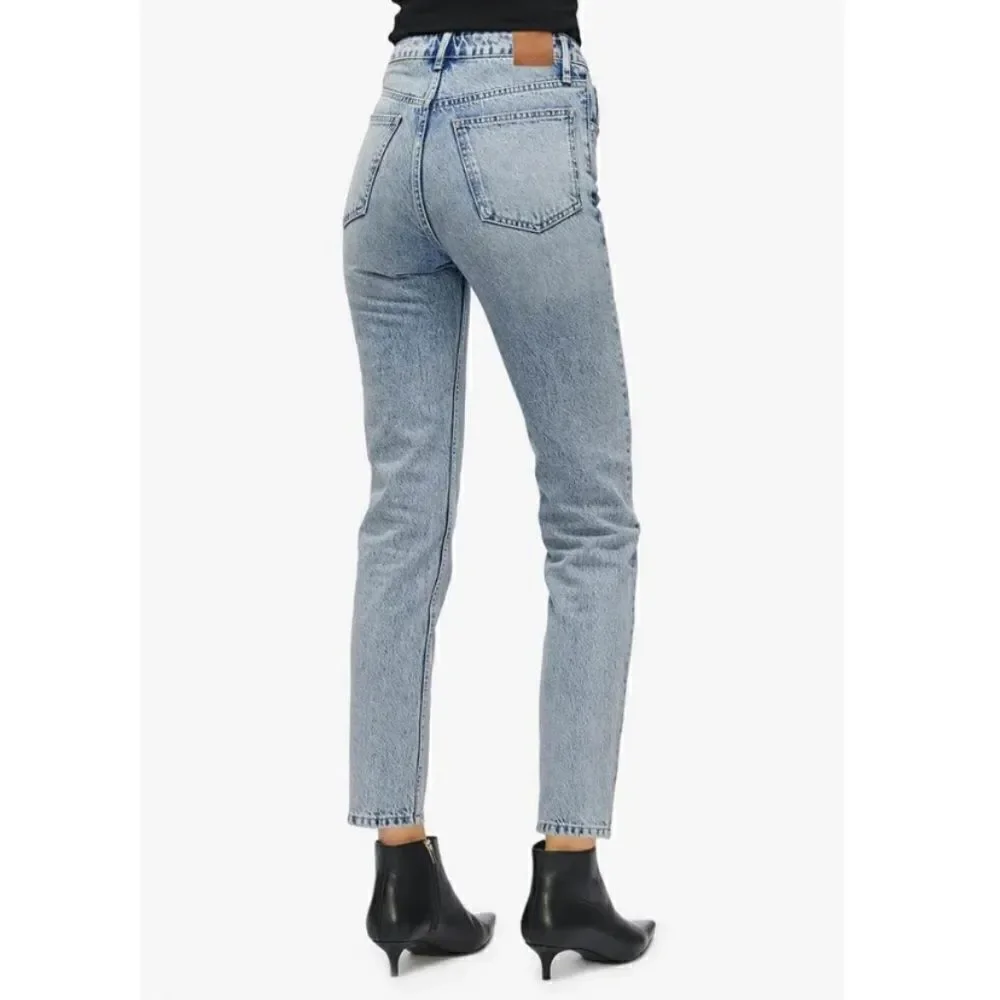 Anine Bing Sonya Blue Jeans Crop Straight Leg High Rise Size 25